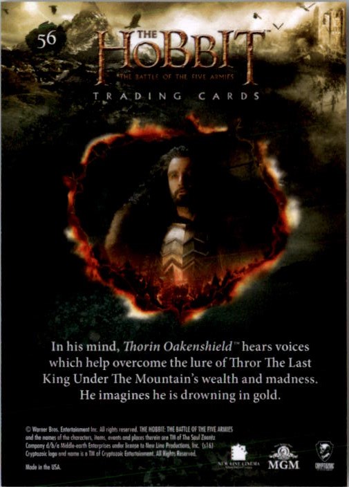 2016 Cryptozoic The Hobbit Battle of the Five Armies #56 Sickness Is Upon Torin Oakenshield back image