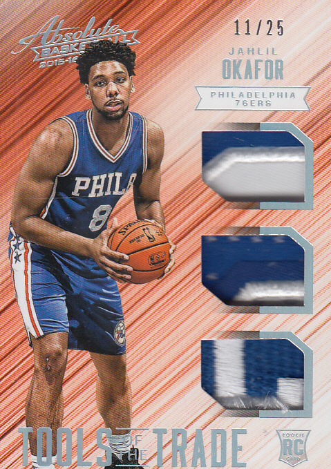 2015-16 Absolute Memorabilia Tools of the Trade Rookie Materials Trio Patch #3 Jahlil Okafor