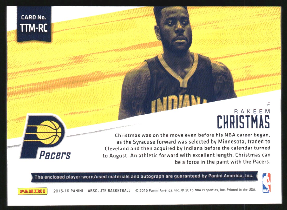 2015-16 Absolute Memorabilia Tools of the Trade Rookie Autograph Materials #TTJRC Rakeem Christmas