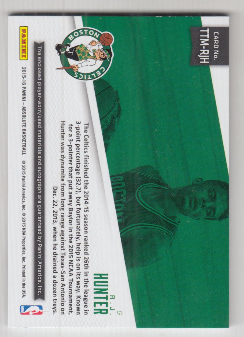 2015-16 Absolute Memorabilia Tools of the Trade Rookie Autograph Materials #TTJRH R.J. Hunter