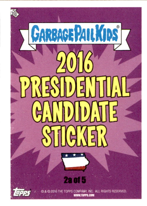 2016 Topps Garbage Pail Kids Apple Pie Iowa Caucus Special Edition #2a Berserk Bernie/1082* back image