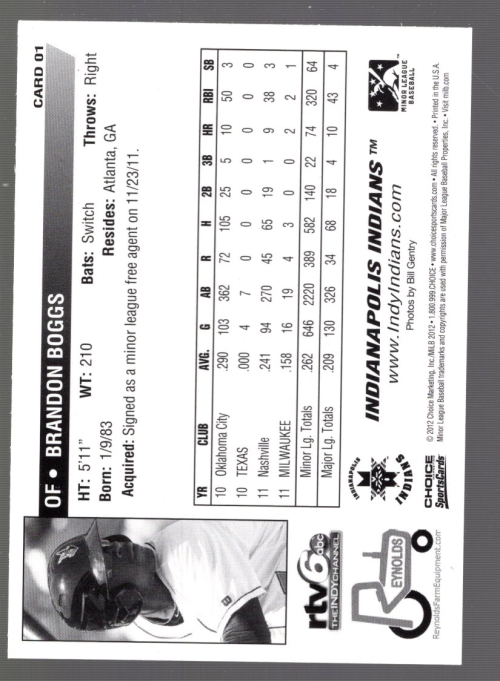 B7323- 2012 Indianapolis Indians Choice BB Cards - Scegli tu- 15+ SPEDIZIONE GRATUITA US - Foto 3 di 7