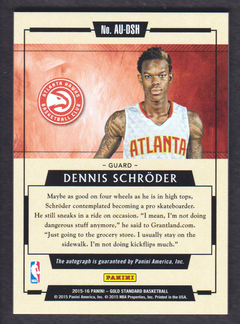 NBA DENNIS SCHRODER AUTO 2015-16 PANINI GOLD STANDARD Au