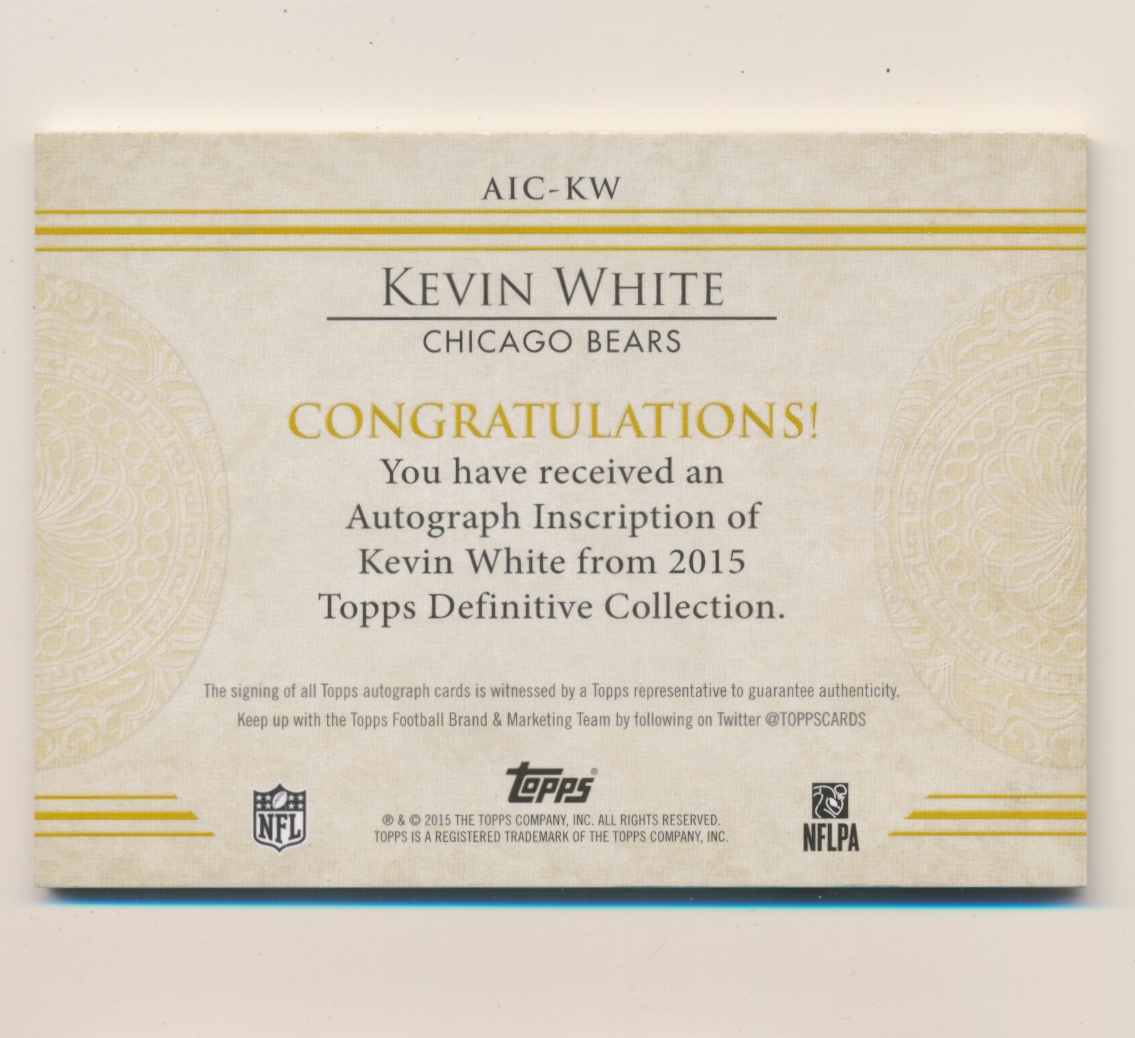2015 Topps Definitive Collection Autograph Inscriptions #AICKW Kevin White/50