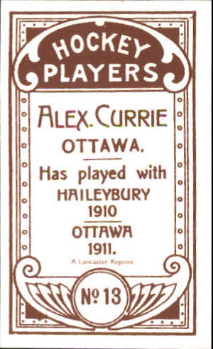 1911-12 C55 #13 Alex Currie RC back image