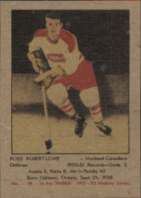 1951-52 Parkhurst #18 Ross Robert Lowe RC