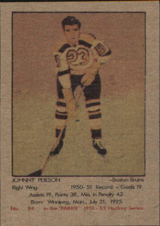 1951-52 Parkhurst #34 Johnny Peirson RC