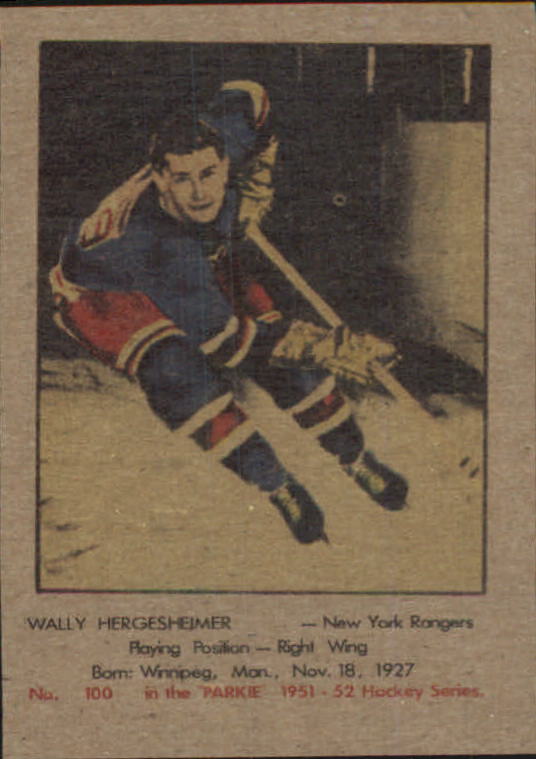 1951-52 Parkhurst #100 Wally Hergesheimer RC
