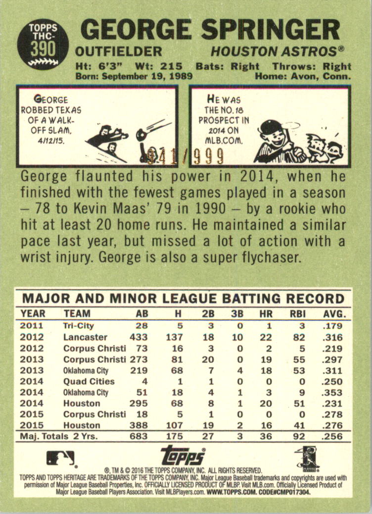 2016 Topps Heritage Baseball Card Pick (Inserts)