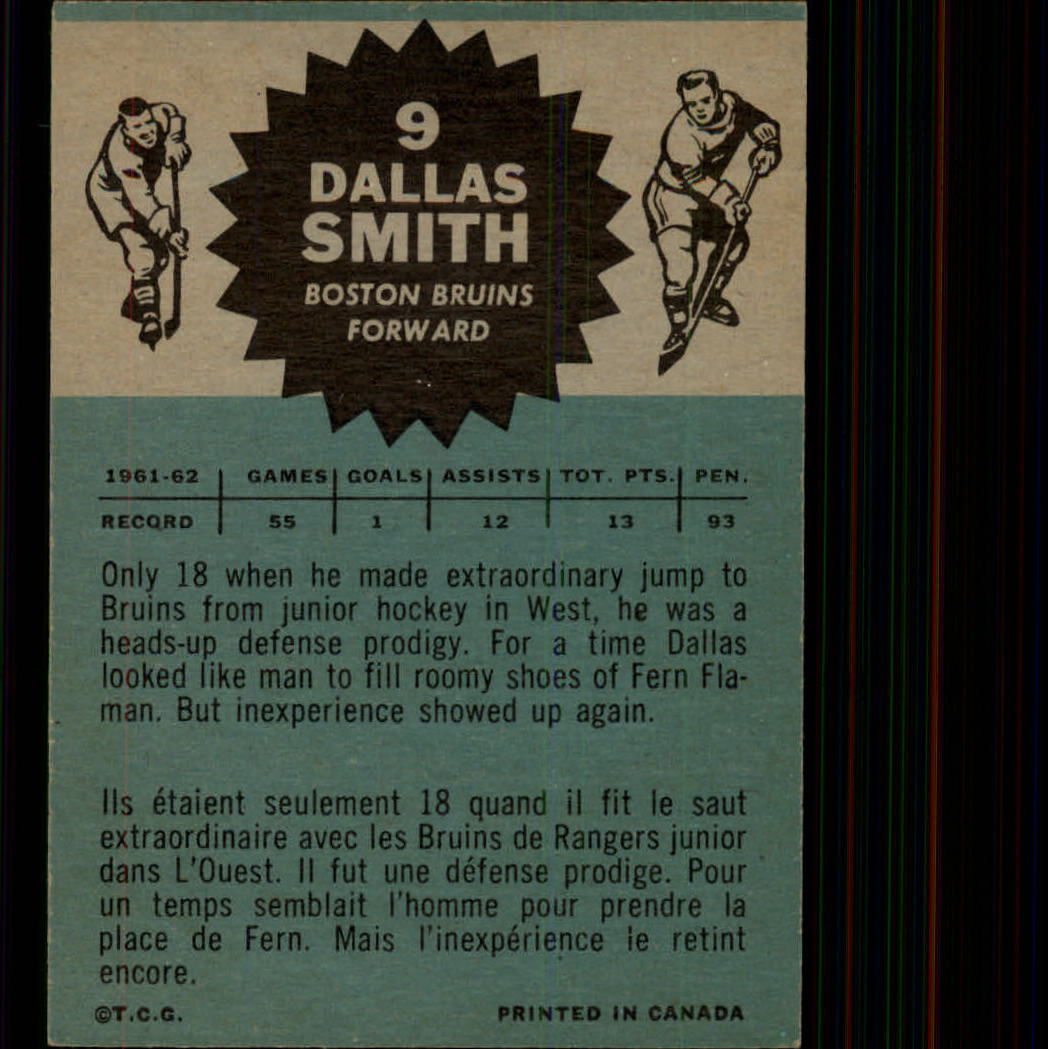 1962-63 Topps #9 Dallas Smith back image