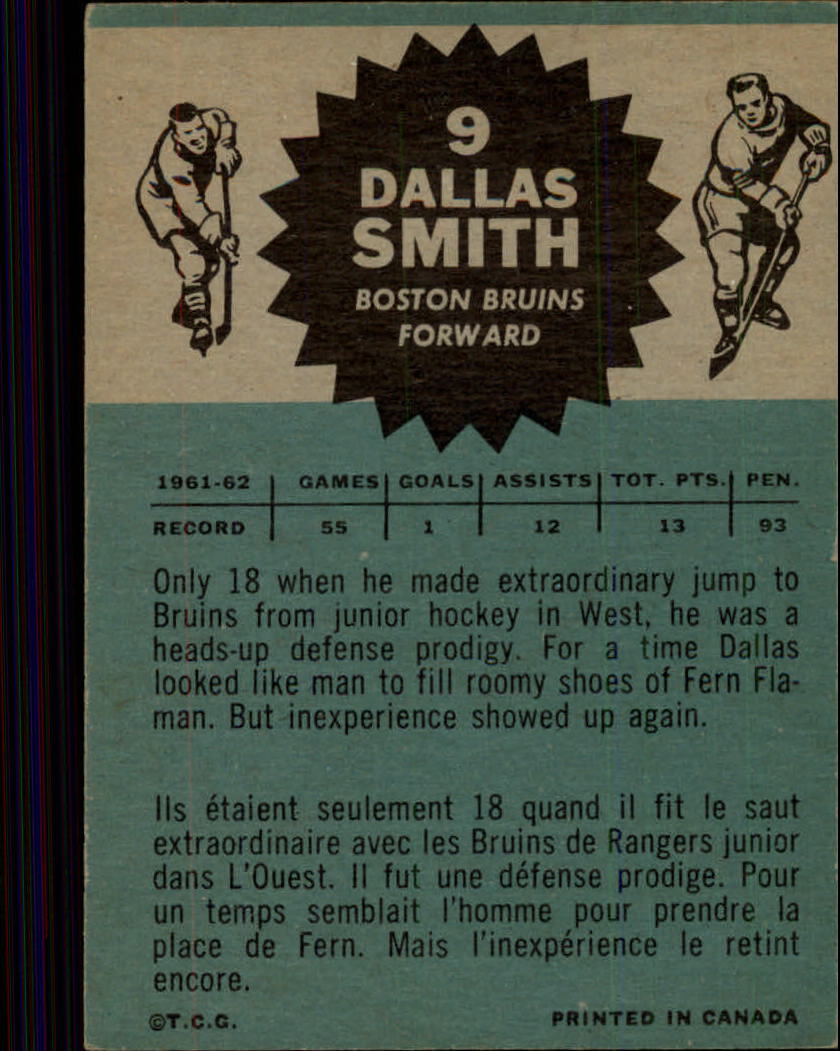 1962-63 Topps #9 Dallas Smith back image
