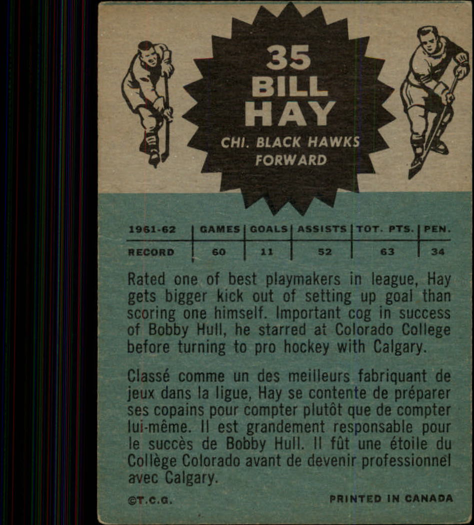 1962-63 Topps #35 Bill Hay back image