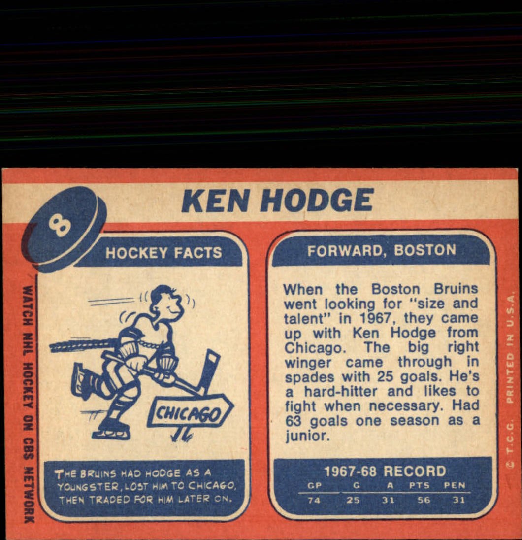1968-69 Topps #8 Ken Hodge back image