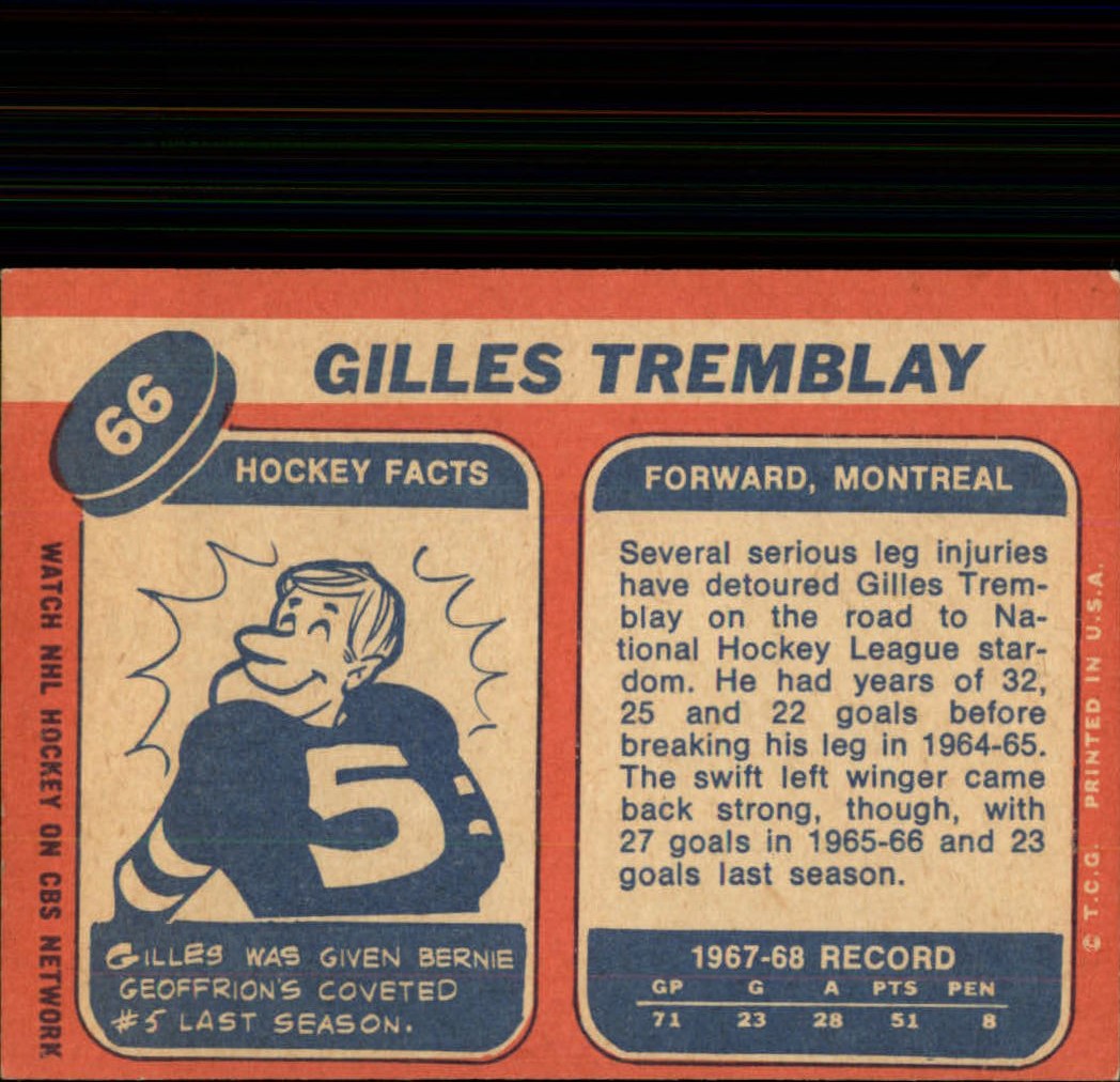 1968-69 Topps #66 Gilles Tremblay back image