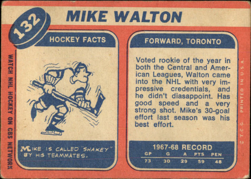 1968-69 Topps #132 Mike Walton back image