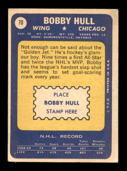 1969-70 Topps #70 Bobby Hull back image