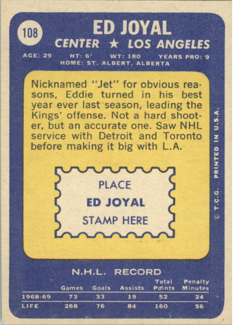 1969-70 Topps #108 Eddie Joyal back image
