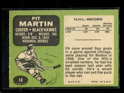 1970-71 Topps #18 Pit Martin back image