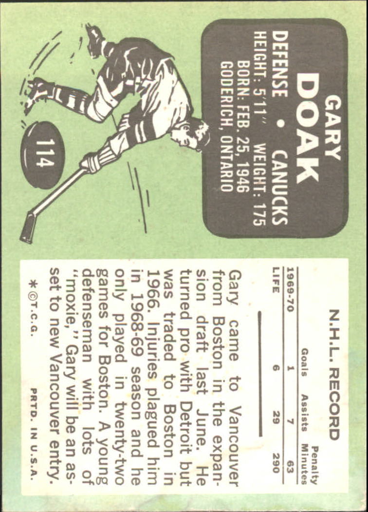 1970-71 Topps #114 Gary Doak back image