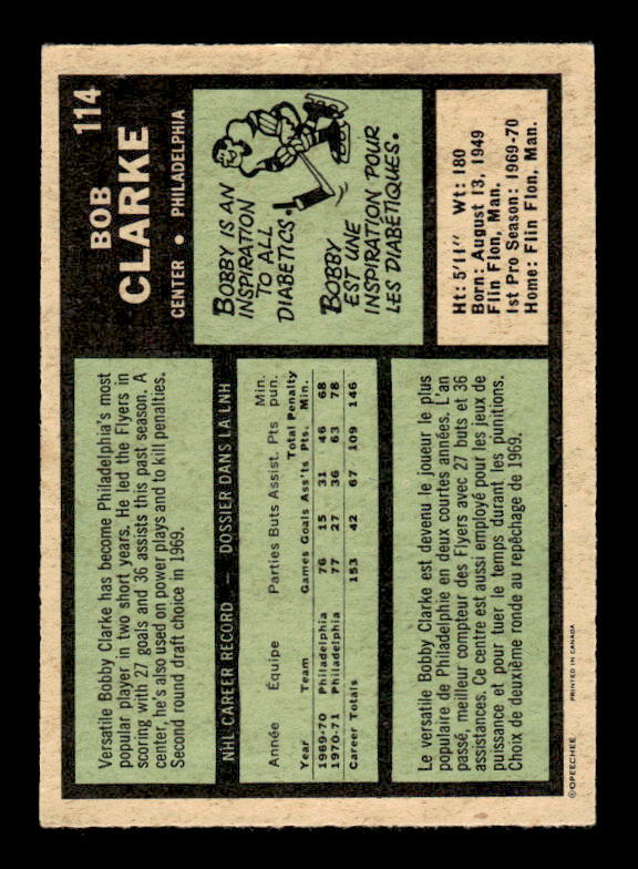 1971-72 O-Pee-Chee #114 Bobby Clarke back image