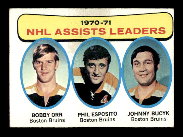 1971-72 Topps #2 Assists Leaders/Bobby Orr/Phil Esposito/Johnny Bucyk