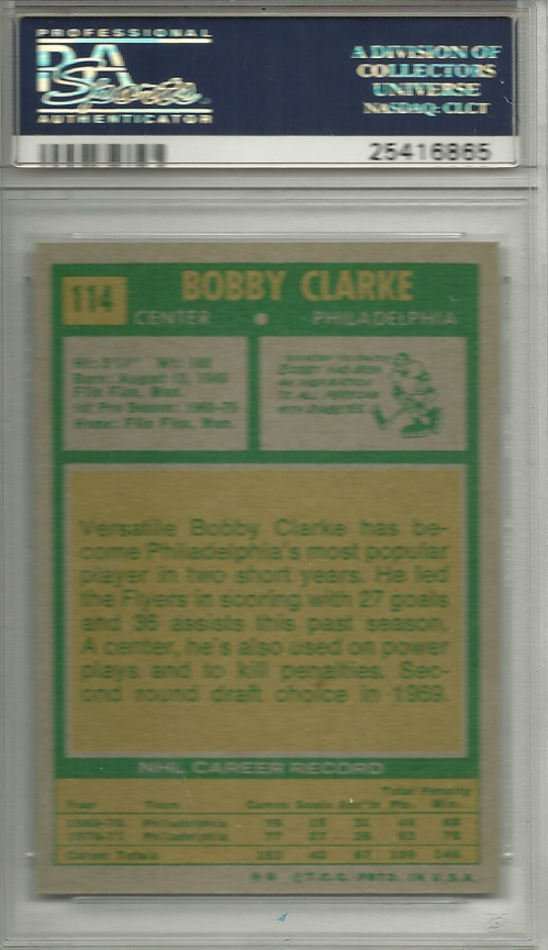 1971-72 Topps #114 Bobby Clarke back image