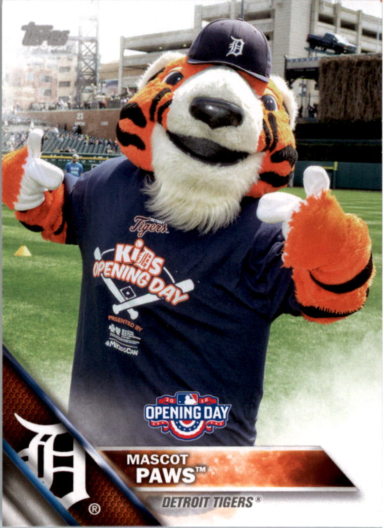 2016 Topps Opening Day Mascots #M1 Paws - Detroit Tigers - NM-MT