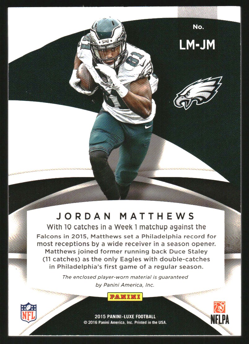 2015 Panini Luxe Memorabilia Prime #81 Jordan Matthews/25