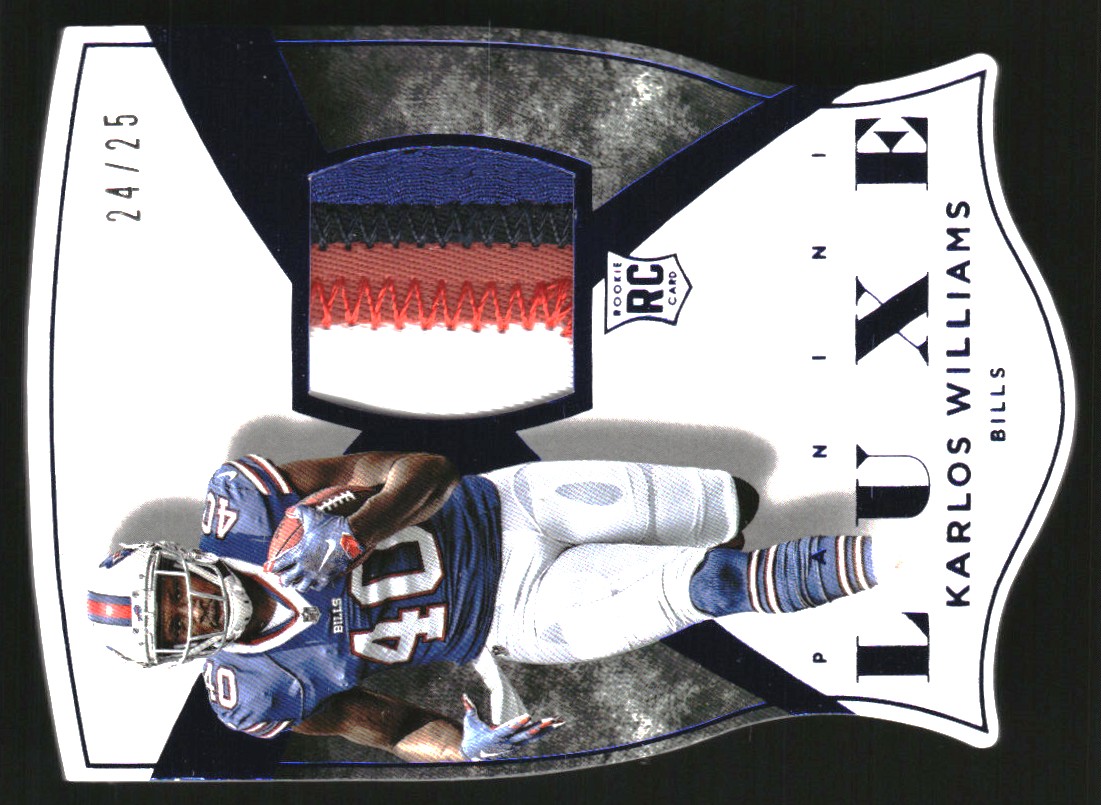 2015 Panini Luxe Memorabilia Die Cuts Prime Blue #100 Karlos Williams
