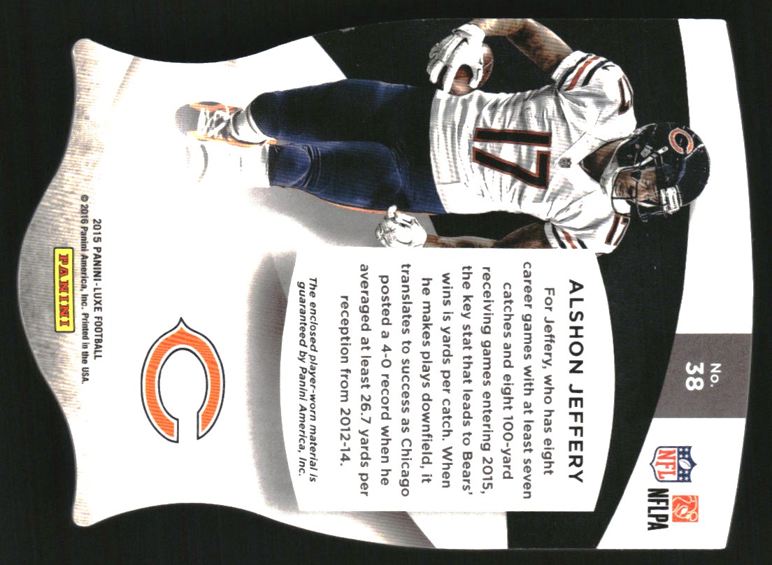 2015 Panini Luxe Memorabilia Die Cuts Prime Red #38 Alshon Jeffery/49