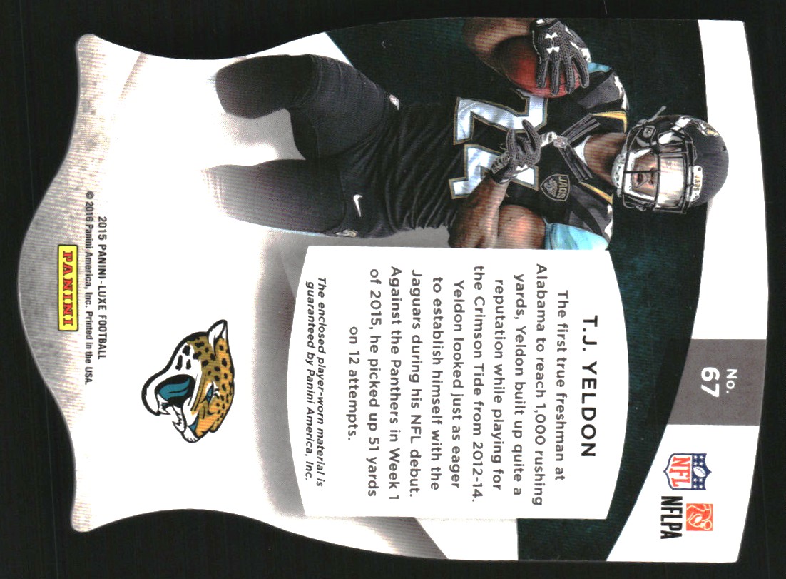 2015 Panini Luxe Memorabilia Die Cuts Prime Red #67 T.J. Yeldon/49