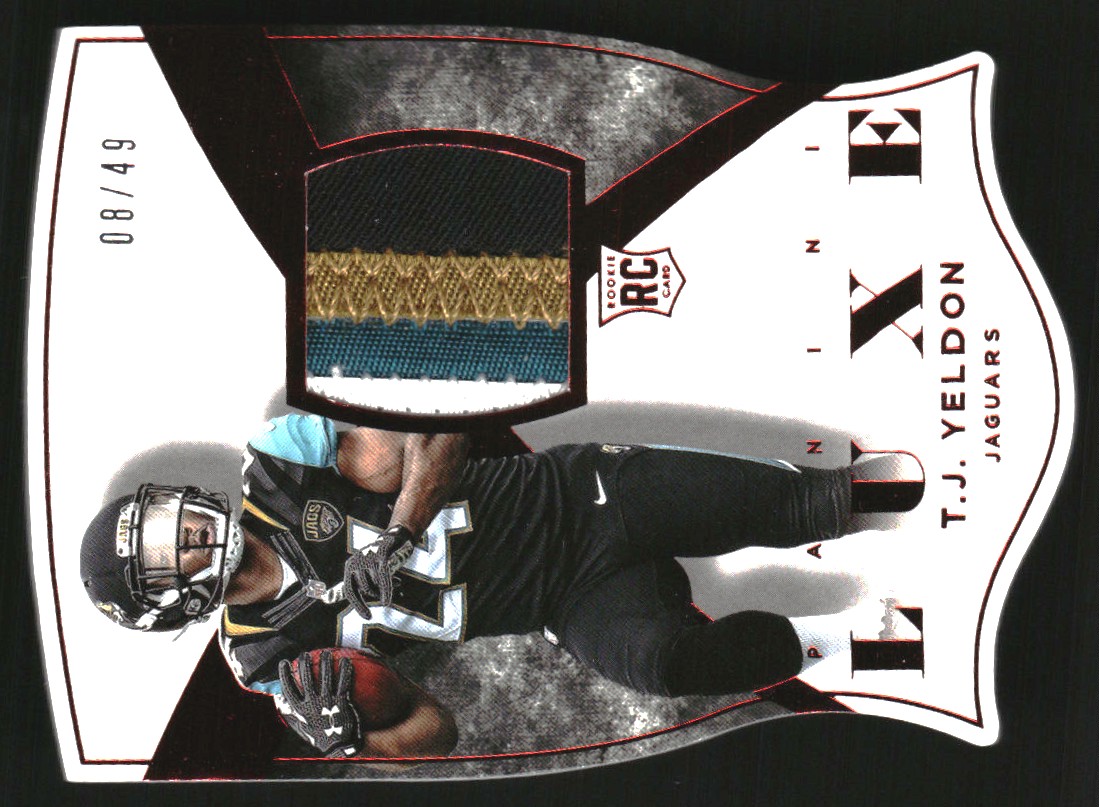2015 Panini Luxe Memorabilia Die Cuts Prime Red #67 T.J. Yeldon/49