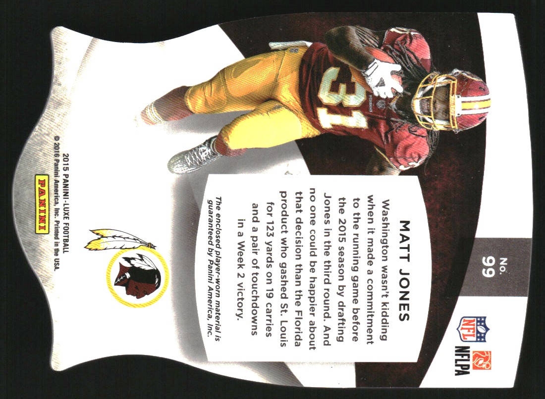 2015 Panini Luxe Memorabilia Die Cuts Prime Red #99 Matt Jones/49