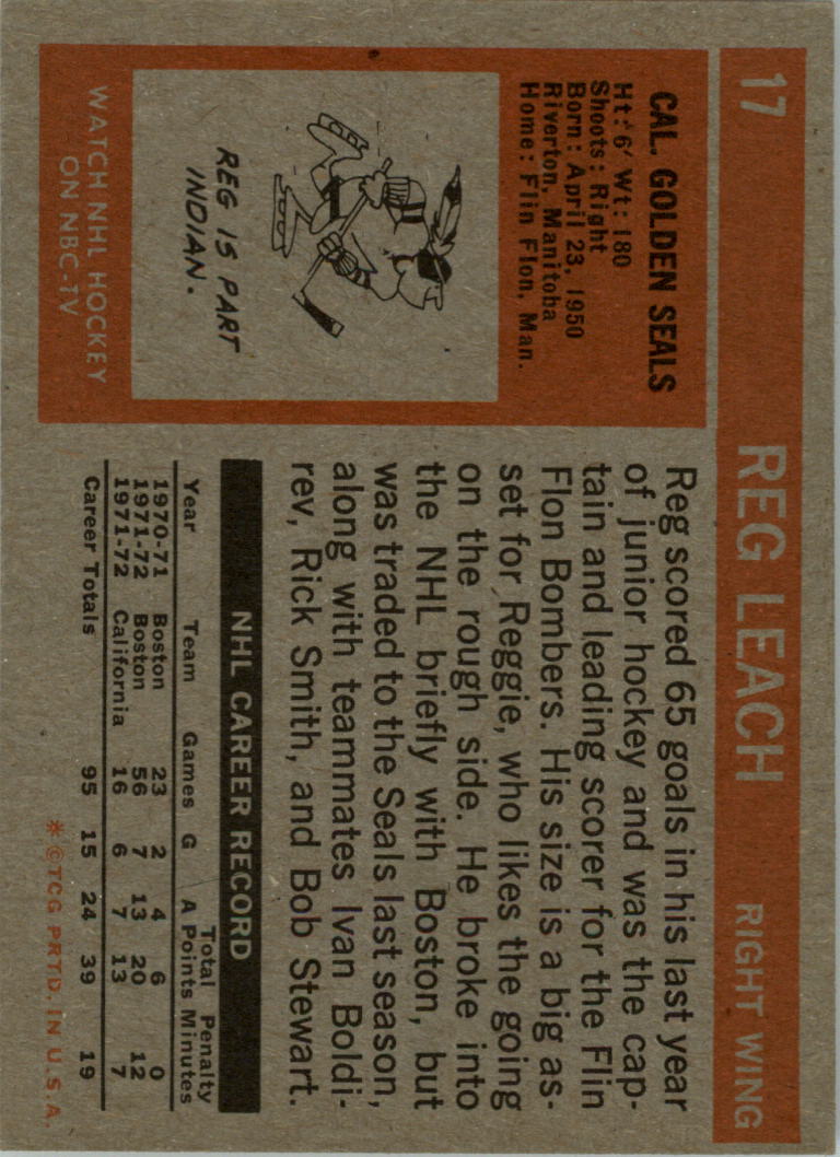 1972-73 Topps #17 Reggie Leach back image
