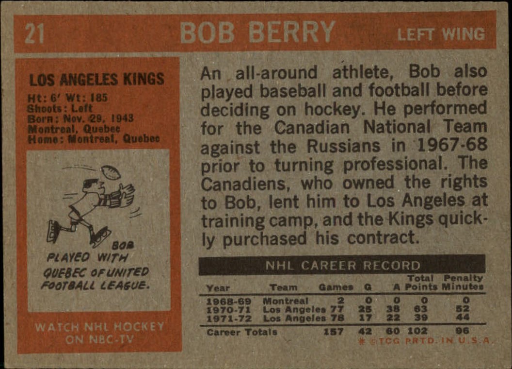 1972-73 Topps #21 Bob Berry DP back image
