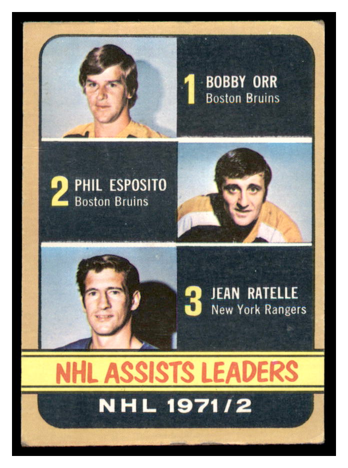 1972-73 Topps #62 Assists Leaders DP/Bobby Orr/Phil Esposito/Jean Ratelle