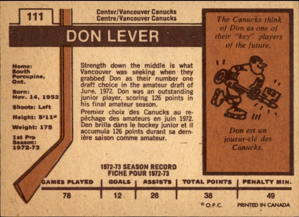 1973-74 O-PEE-CHEE HOCKEY ASSORTED SINGLES U-PICK - Picture 39 of 67