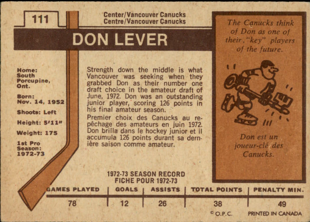 1973-74 O-PEE-CHEE HOCKEY ASSORTED SINGLES U-PICK - Picture 41 of 67