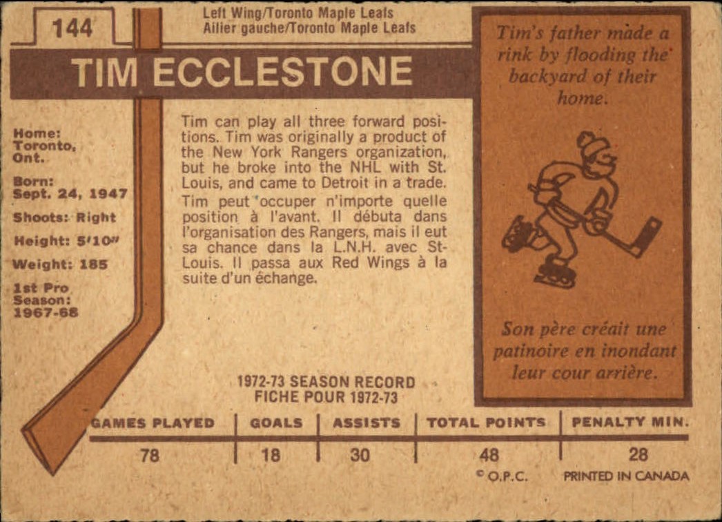 1973-74 O-PEE-CHEE HOCKEY ASSORTED SINGLES U-PICK - Picture 49 of 67