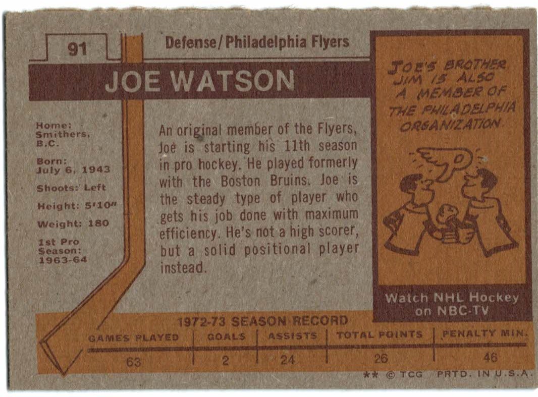 1973-74 Topps #91 Joe Watson back image