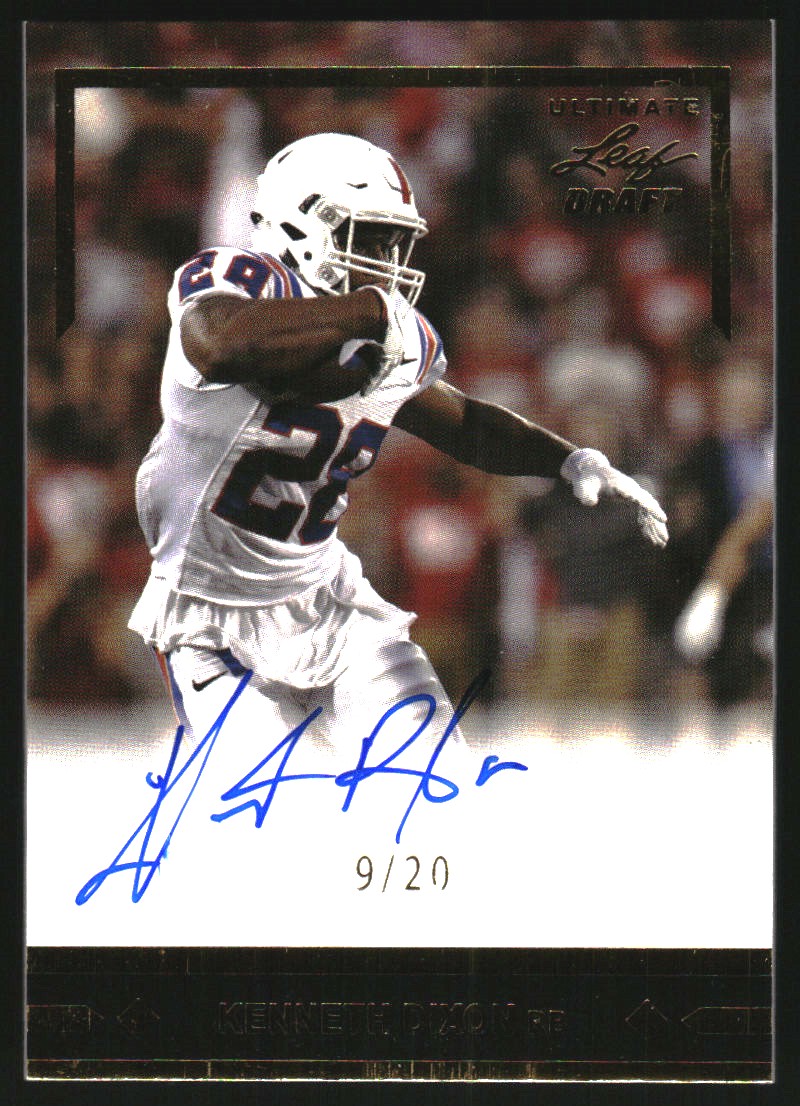 2016 Leaf Ultimate Draft '91 Rookie Autographs Gold #GLRKD1 Kenneth Dixon