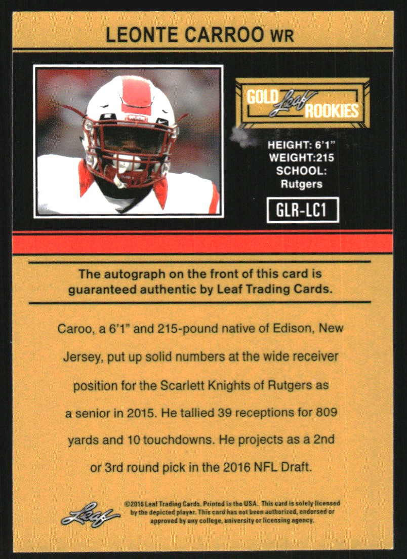 2016 Leaf Ultimate Draft '91 Rookie Autographs Silver Spectrum #GLRLC1 Leonte Carroo