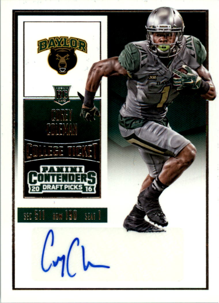 2016 Panini Contenders Draft Picks #111A Corey Coleman AU RC/(ball in left arm)