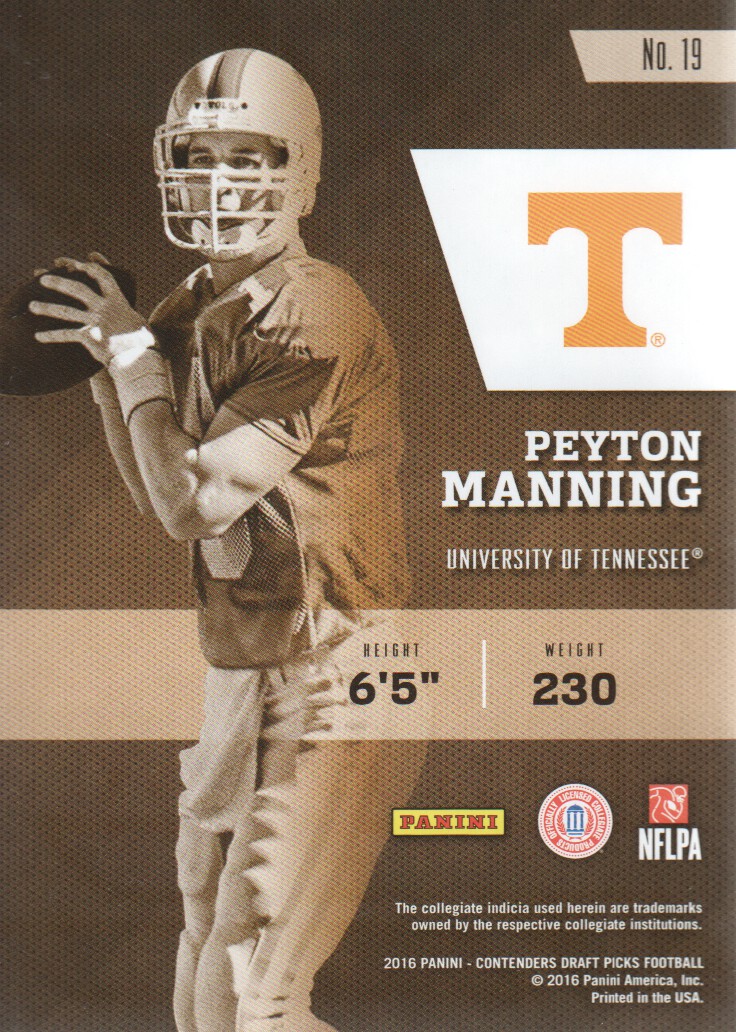 2016 Panini Contenders Draft Picks Class Reunion #19 Peyton Manning back image