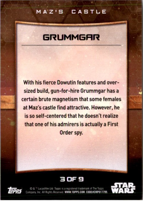 2016 Topps Star Wars The Force Awakens Series Two Maz's Castle #3 Grummgar back image