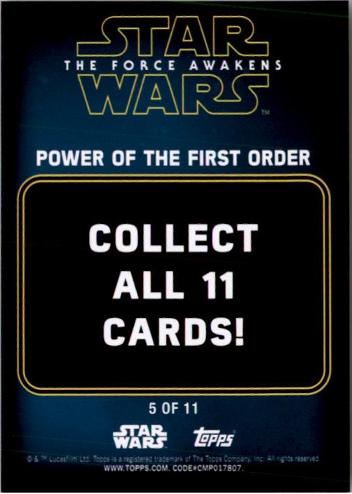 2016 Topps Star Wars The Force Awakens Series Two Power of the First Order #5 Stormtrooper back image