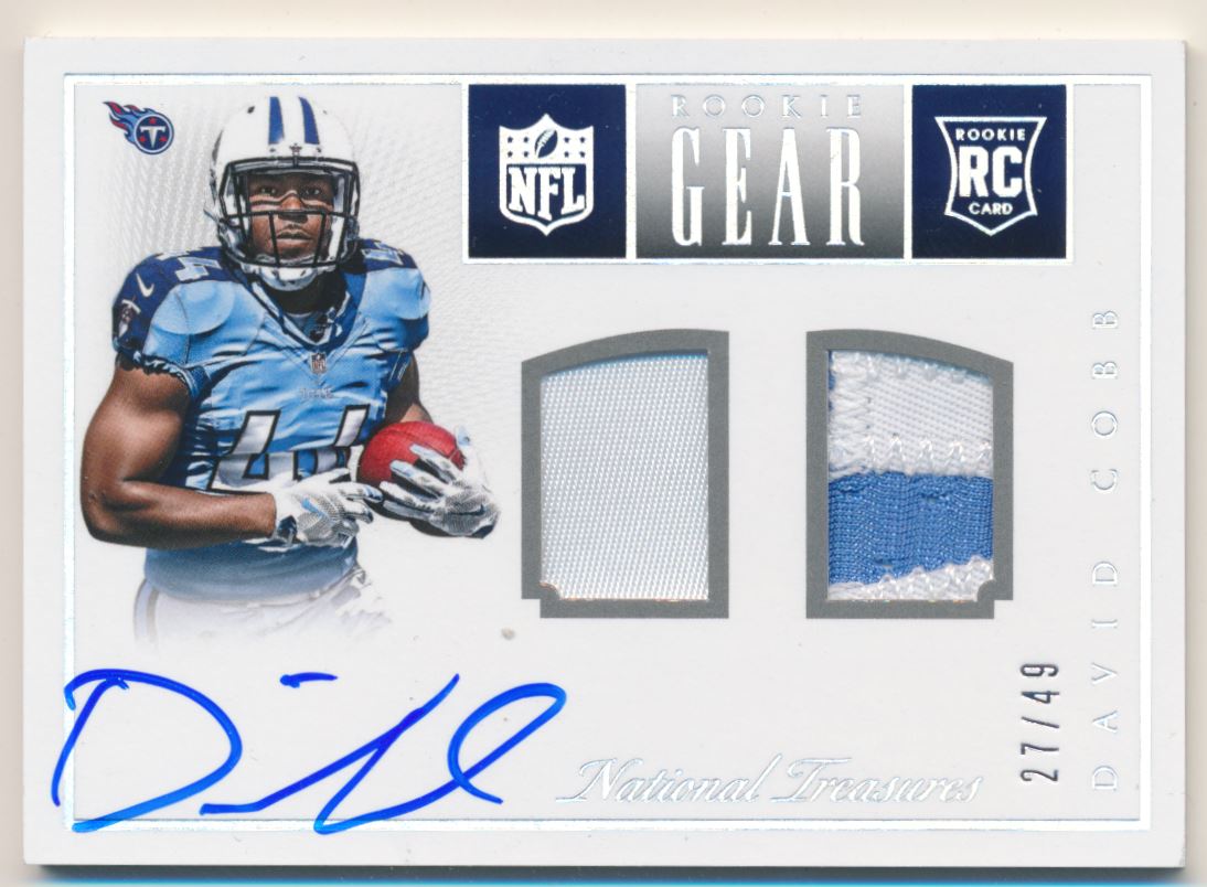 2015 Panini National Treasures Rookie NFL Gear Dual Materials Signatures Prime #4 David Cobb/49