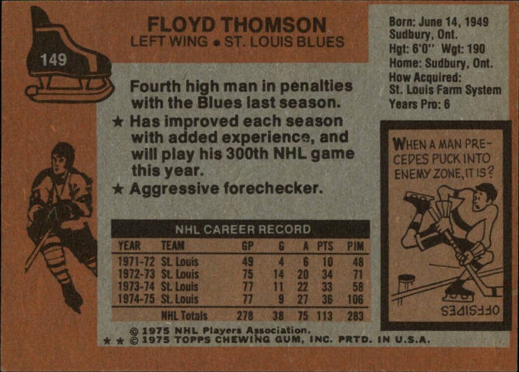 1975-76 Topps #149 Floyd Thomson back image