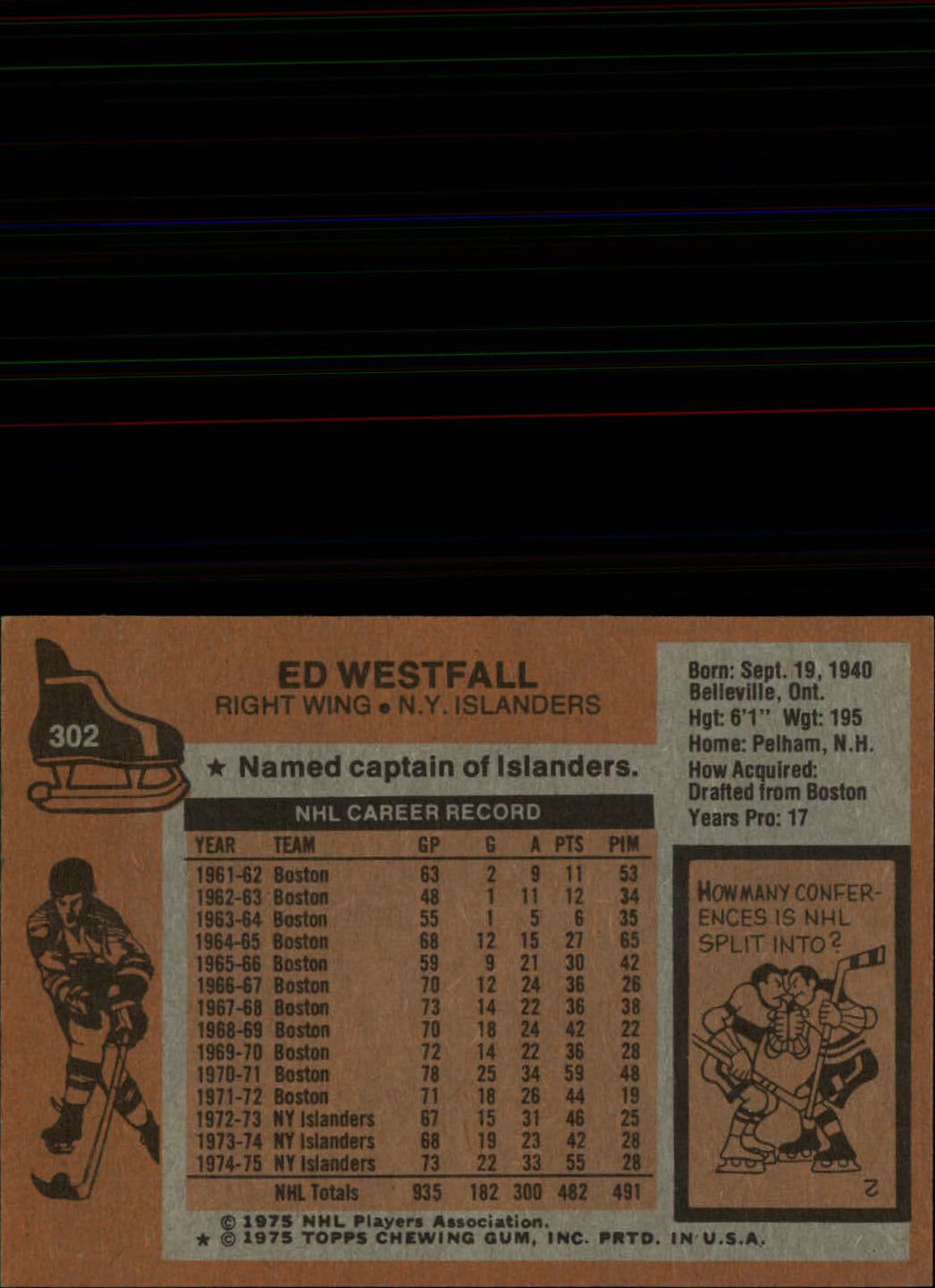 1975-76 Topps #302 Ed Westfall back image