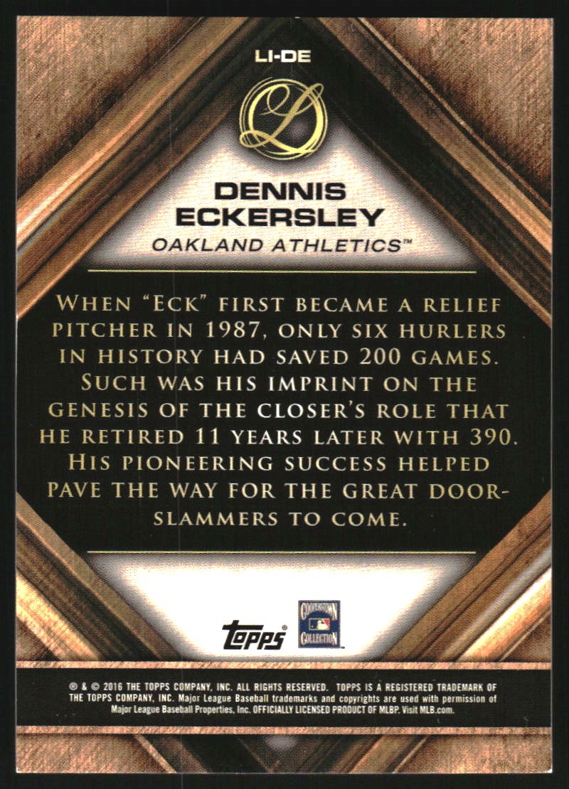 2016 Topps Legacies of Baseball Lasting Imprints #LIDE Dennis Eckersley back image